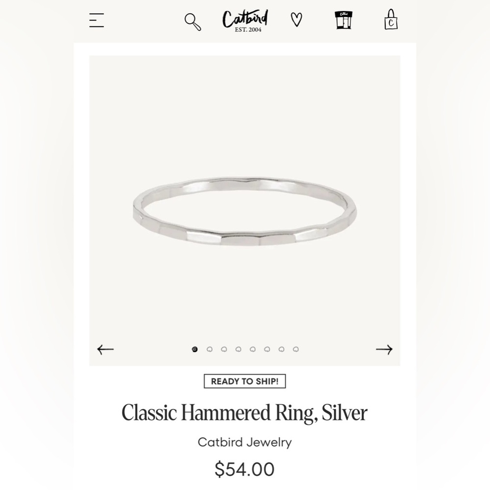 Catbird Silver Hammered Ring - image 5